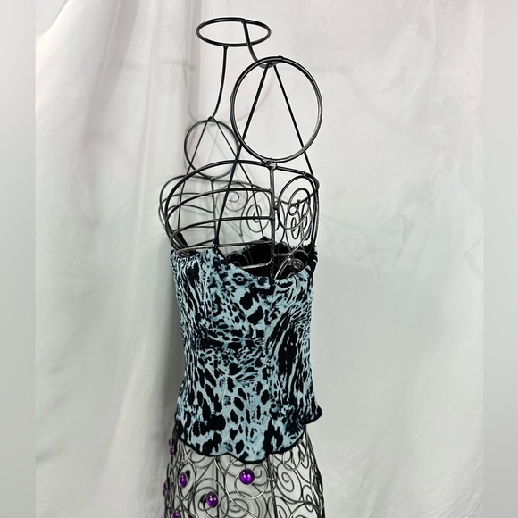 reformation blue animal print cropped spaghetti strap tank size L - Picture 5 of 9